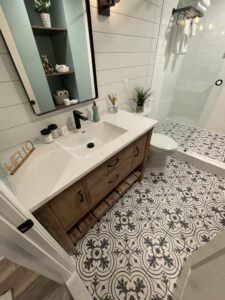 A bathroom vanity