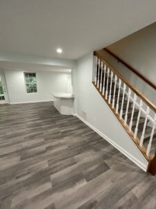 A basement flooring and staircase
