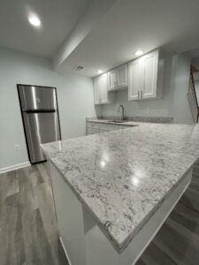 White basement kitchen design