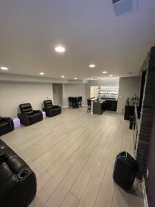 A wide space for a basement home theatre