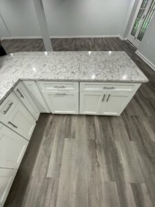 White countertops with cabinetry
